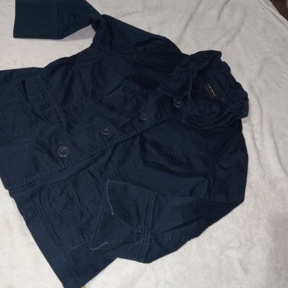 Tribal Navy 3/4 Sleeve Button Front Utility Jacket size 10 - Picture 4 of 10